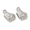 Anti-Tarnish 304 Stainless Steel Charms, Heart Charm, Stainless Steel Color, 15x9.5x4.5mm, Hole: 1.6mm