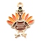 Thanksgiving Day Alloy Enamel Pendants, Light Gold, Turkey, 23x17.5x1.5mm, Hole: 1.8mm