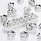 Brass Rhinestone Spacer Beads, Grade AAA, Wavy Edge, Nickel Free, Silver Color Plated, Rondelle, Crystal, 7x3.2mm, Hole: 1.2mm