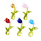 Handmade Lampwork Pendants, Tulip, Mixed Color, about 14~17mm wide, 43~45mm long, hole: 2mm
