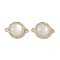 Brass Pave Shell Connector Charms, Half Round Links with Clear Cubic Zirconia, Real 18K Gold Plated, 15x11x3mm, Hole: 1.2mm