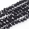 Anti-Tarnish Handmade Glass Beads, Faceted Rondelle, Black, 16x12mm, Hole: 1mm, about 48pcs/strand