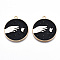 Eco-Friendly Alloy Enamel Pendants, Cadmium Free & Lead Free & Nickel Free, Flat Rount with Hand & Butterfly, Light Gold, Black, 27.5x24.5x1.2mm, Hole: 1.8mm