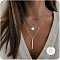 3Pcs Simple Style Brass Coin Letter Rectangle Pendant 3 Layer Necklaces, Silver, Letter N, 17.72 inch(45cm)