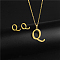 Golden Stainless Steel Initial Letter Jewelry Set, Stud Earrings & Pendant Necklaces, Letter Q, No Size