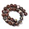 Handmade Millefiori Lampwork Beads Strands, Round, with Gold Sand, Saddle Brown, 14mm, Hole: 1mm, about 27pcs/strand, 14.41''(36.6cm)