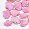 Spray Paint & Electroplate Sea Shell Pendants, with Iron Findings, Light Gold, Pearl Pink, 16~26x17~28x7~10mm, Hole: 2mm