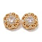 Brass Micro Pave Cubic Zirconia Beads, Nickel Free, with Glass, Real 18K Gold Plated, Round, Clear, 11x6.5mm, Hole: 1.8mm