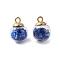 Glass Round Pendants, with Plastic Finding and Foam Glitter, Steel Blue, 21x16mm, Hole: 2.5mm