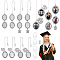16Pcs 4 Styles Alloy Pendant Cabochon Settings, with Brass Chain Extender, Memorial Photo Pendants for Cap, with 16Pcs Oval Glass Cabochons, Antique Silver & Platinum, Setting: 153~215mm, Tray: 25x18mm, 4pcs/style