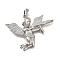 Brass Micro Pave Cubic Zirconia Pendants, Angel Shape, Platinum, 33x43.5x5.5mm, Hole: 6x3.5mm