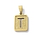 304 Stainless Steel Alphabet Pendants, Real 18K Gold Plated, Rectangle Charm, Letter T, 17.5x12x2mm, Hole: 7.5x3.5mm
