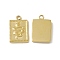 PVD Vacuum Plating 201 Stainless Steel Pendants, Rectangle with Snake Charm, Real 18K Gold Plated, 16x10.5x2mm, Hole: 1.5mm