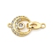 Brass Micro Pave Rhinestone Fold Over Clasps, Cadmium Free & Nickel Free & Lead Free, Moon, Real 18K Gold Plated, 26mm