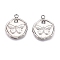 304 Stainless Steel Pendants, with Crystal Rhinestone, Flat Round with Butterfly, Stainless Steel Color, 15x12.5x2mm, Hole: 1.4mm