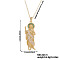 Shiny Brass Clear Cubic Zirconia Religion Saint Jude Pendant Necklaces for Christmas and Birthday Parties, Golden, Clear, 15.75 inch(40cm)