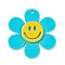 Opaque Acrylic Big Pendants, Sunflower with Smiling Face Charm, Cyan, 55x50.5x5mm, Hole: 2.5mm