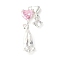 Brass Micro Pave Cubic Zirconia Pendants, Cadmium Free & Nickel Free & Lead Free, Heart with Teardrop, Pearl Pink, 925 Sterling Silver Plated, 22x10x3.5mm, Hole: 1.2mm