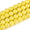 Electroplate Opaque Glass Beads Strands, Round, AB Color Plated, Yellow, 8~8.5mm, Hole: 1mm, about 51~53pcs/strand, 14.57~15.35 inch(37~39cm)