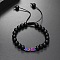 Ethnic Style Round Wood Men's Braided Bead Bracelets, Adjustable Arrow Synthetic Non-magnetic Hematite Bracelets, Rainbow Plated