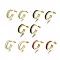 Semicircular Brass Micro Pave Clear Cubic Zirconia Half Hoop Earrings, Stud Earrings, with Enamel and Ear Nuts, Nickel Free, Real 16K Gold Plated, Mixed Color, 14.5x4mm, Pin: 0.8mm