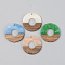 Opaque Resin & Walnut Wood Pendants, Flat Round, Mixed Color, 28x3mm, Hole: 2mm