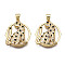 Brass Micro Pave Clear Cubic Zirconia Pendants, with Enamel, Nickel Free, Circle with Cat, Real 16K Gold Plated, 22x19.5x3mm, Hole: 3.5x4.5mm