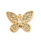 304 Stainless Steel Crystal Rhinestone Pendants, Real 18K Gold Plated, Butterfly, 14x18.5x3mm, Hole: 1.5mm