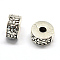 Alloy European Style Clasps, Column with Flower, Antique Silver, 10x6mm, Hole: 3mm