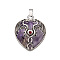 Natural Amethyst Pendants, with Zinc Alloy Findings, Heart with Dragon, 32x31mm