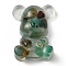 Resin Display Decorations, with Dyed & Heated Natural Green Onyx Agate Chips Inside, Bear, 53.5~53.8x41~41.5x17.5~21mm