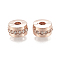 Alloy European Clasps, Large Hole Beads, with Rhinestone, Flat Round, Crystal, Rose Gold, 10x6mm, Hole: 3mm