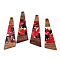 Transparent Resin & Walnut Wood Big Pendants, with Gold Foil, Trapezoid Charms, FireBrick, 57.5x19.5x3mm, Hole: 2mm