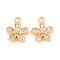 Brass Micro Pave Clear Cubic Zirconia Pendants, Cadmium Free & Nickel Free & Lead Free, Flower Charms, Real 18K Gold Plated, 11x9x2mm, Hole: 1.2mm