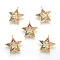 Brass Micro Pave Cubic Zirconia Links, Lead Free & Cadmium Free & Nickel Free, Star, Hollow, Colorful, Real 18K Gold Plated, 14.5x15x1.5mm, Hole: 0.8mm