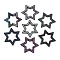 Rack Plating Brass Micro Pave Cubic Zirconia Star Linking Rings, Long-Lasting Plated, Lead Free & Cadmium Free, Gunmetal, Mixed Color, 25x22x3mm, Inner Diameter: 14.5x13mm