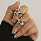 Star Alloy Adjustable Cuff Rings, for Women, Platinum, Inner Diameter: 17mm