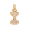 Brass Micro Pave Clear Cubic Zirconia Pendants, Cadmium Free & Nickel Free & Lead Free, Real 18K Gold Plated, Letter I, 31x13x5mm, Hole: 3x6mm
