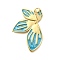 Brass Enamel Pendants, with Jump Ring, Lead Free & Cadmium Free, Real 18K Gold Plated, Flower Charm, Light Sky Blue, 33.5x24.5x2mm, Hole: 3.3mm
