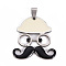 201 Stainless Steel Enamel Pendants, Human with Mustache and Hat, Beige, 35x31.5x2mm, Hole: 8x4mm
