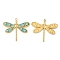 304 Stainless Steel Enamel Pendants, Real 18K Gold Plated, Dragonfly Charm, Light Sky Blue, 24x27x2mm, Hole: 1.4mm