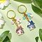 2Pcs Alloy Enamel Keychain, with Iron Split Key Rings, House & Flower, for Keychain, Purse, Backpack Ornament, Mixed Color, 79mm, 2pcs/set