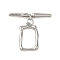 Brass Toggle Clasps, Cadmium Free & Nickel Free & Lead Free, Rectangle, Real Platinum Plated, Rectangle: 19.5x13x3mm, Hole: 1.6mm; Bar: 28x5.5x3.5mm, Hole: 1.6mm