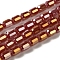 Electroplate Glass Beads Strands, Faceted, AB Color, Column, Brown, 4x5~6mm, Hole: 1mm, about 80pcs/strand, 40~48cm