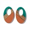 Opaque Resin & Walnut Wood Pendants, Oval Charms, Chocolate, 35.5x22x3.5mm, Hole: 16X10mm