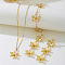 Flower Alloy Pendant Necklace & Stud Dangle Earring & Link Bracelets Sets, Golden, 370mm & 160mm & 77x23mm