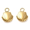 304 Stainless Steel Charms, Shell Charm, Golden, 10.5x7.5x3mm, Hole: 2mm