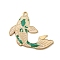 Alloy Enamel Pendants, Golden, Fish, 29x36.5x2mm, Hole: 1.6mm