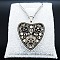 201 Stainless Steel Pendant Necklaces, with Enamel, Heart with Cat, Stainless Steel Color, 20.00 inch(50.8cm)