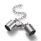 Tarnish Resistant 304 Stainless Steel Chain Extender, with Cord Ends, Curb Chains and Lobster Claw Clasps, Stainless Steel Color, 43mm ong, Cord Ends: 14.5x10mm, 8.5mm inner diameter